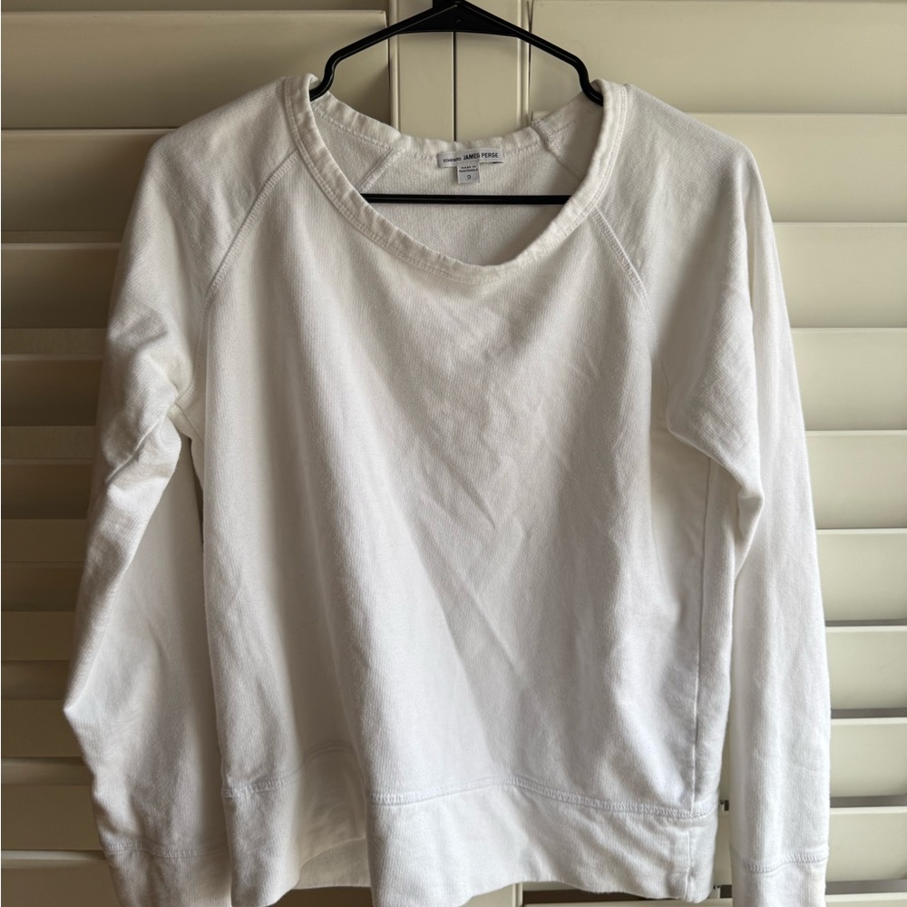 James Perse White Crew Neck Sweatshirt
